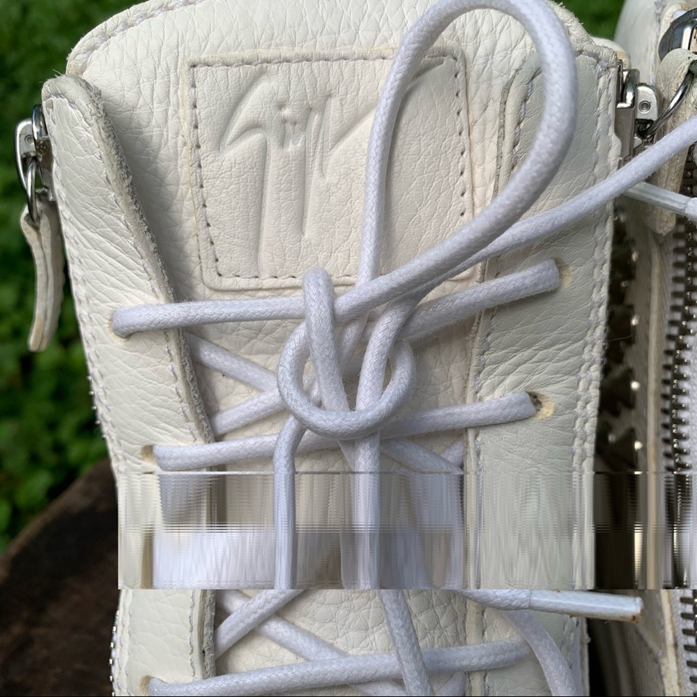 Giuseppe Zanotti white spiked high top sneakers EUR 42 - Picture 4 of 15